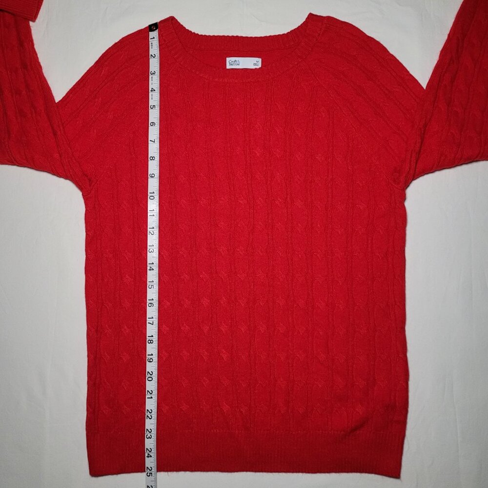 Croft & Barrow Cable Knit Sweater Red Womens Medium Preppy Cottagecore - Picture 3 of 9